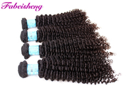 黒いバージンのブラジルのカーリー ヘアー延長自然な二重引出された毛のよこ糸